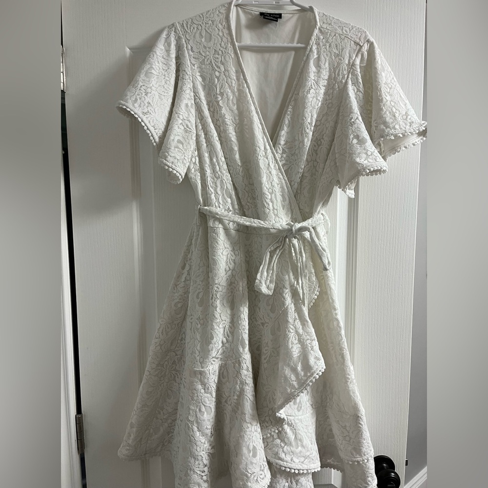 White lace wrap dress